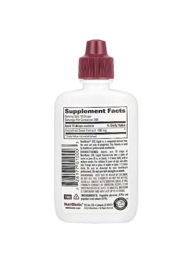 Nutribiotic - NutriBiotic, Vegan GSE Grapefruit Seed Extract, Liquid Concentrate, 100 mg, 2 fl oz (59 ml) - Image 1