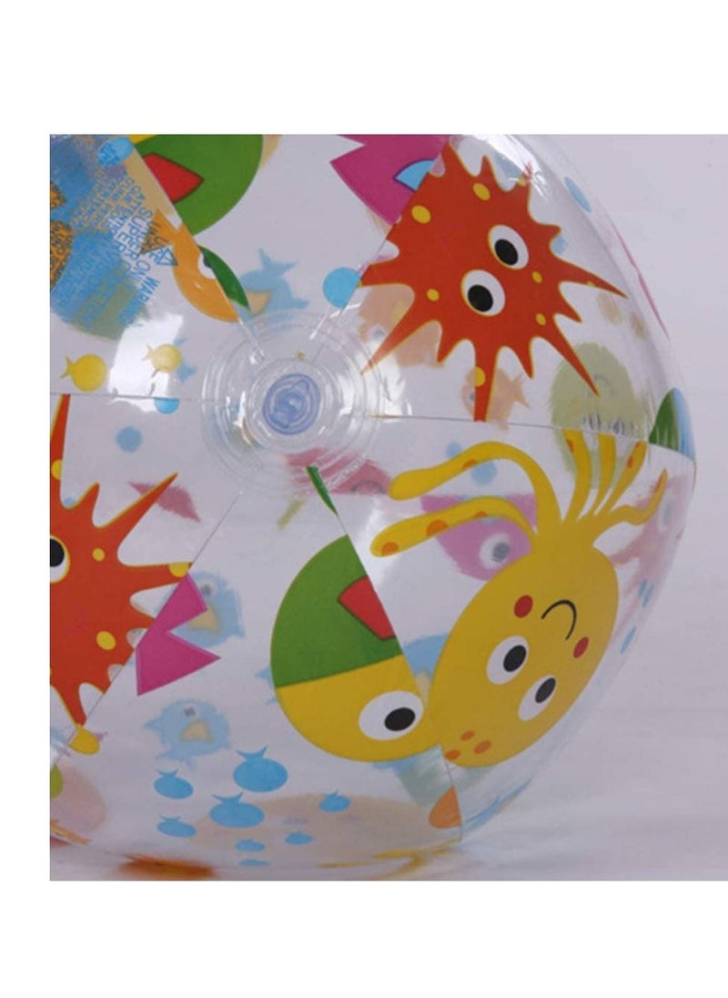 Y&D - 3pcs Inflatable Beach Ball for Kids, Clear Game Pool Toy, Colorful Sea Creature Print Water Swimming Toys Summer Party Fun Decorations (Random Pattern) - Image 1