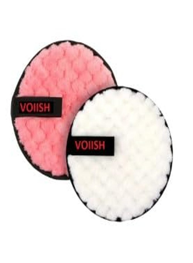 VOIISH مناديل فويش لإزالة المكياج وتنظيف الوجه، مزيل مكياج العيون وكريم الأساس، مزيل مكياج بسيط وآمن للبشرة الجافة والحساسة، أبيض (عبوة من قطعتين، متعدد الألوان وردي وأبيض) - Image 1