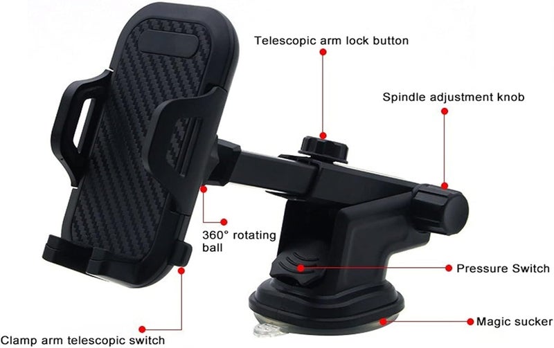 klarako Car Phone Holder Mount, 360 Degree Rotation Suction Cup Air Vent Phone Mount Universal - Image 2