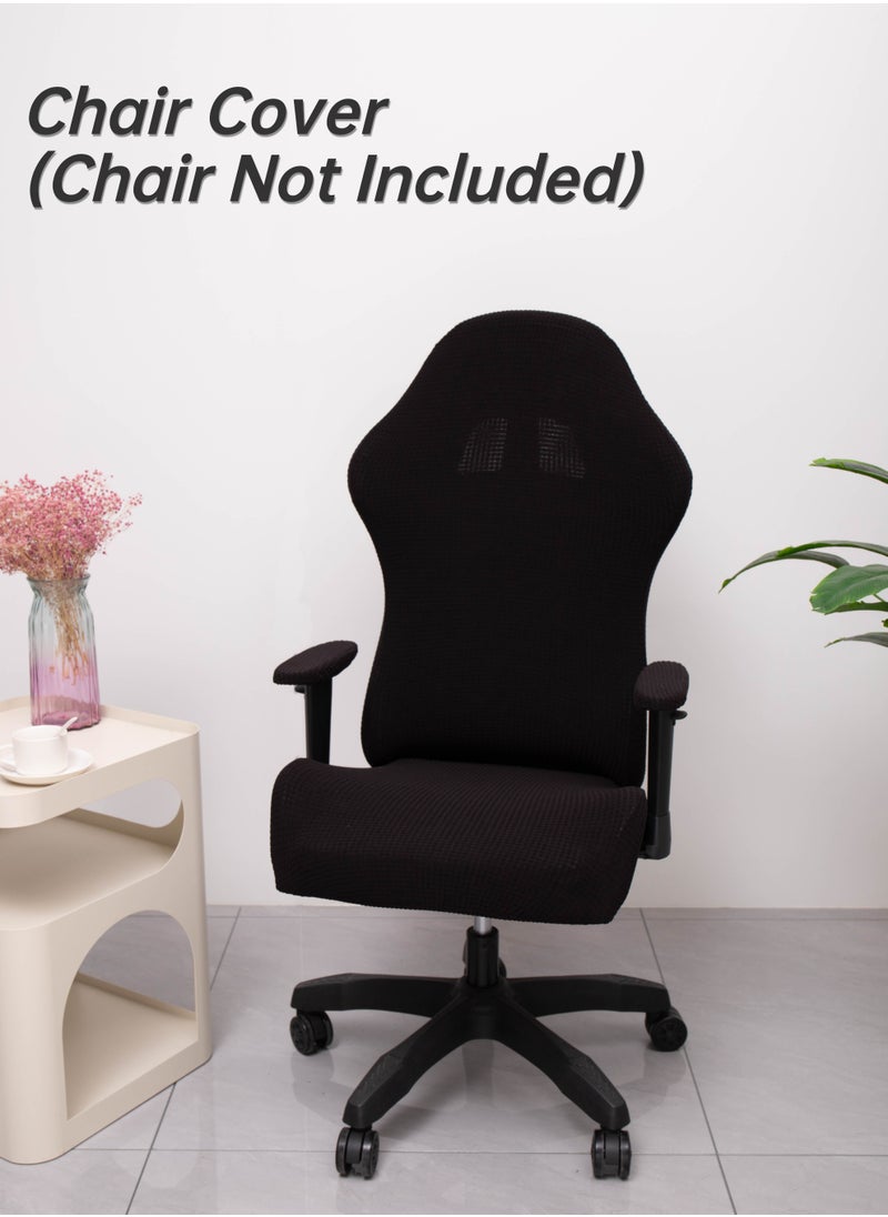 Generic Gaming Chair Covers Slipcovers with Armrest Covers,Stretch Game Computer Office Desk Chair Cover Protector,Soft Polyester Fabric,Rotating Armchair Covers,Without Chair,Black  - Image 1
