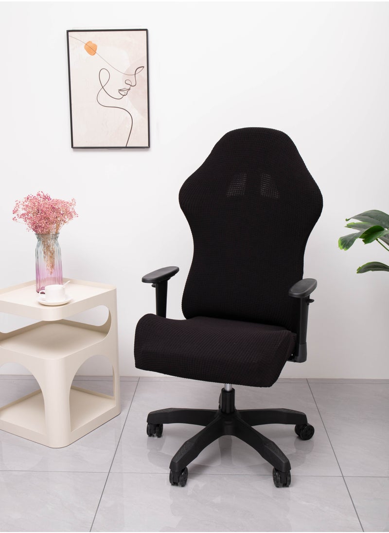 Generic Gaming Chair Covers Slipcovers with Armrest Covers,Stretch Game Computer Office Desk Chair Cover Protector,Soft Polyester Fabric,Rotating Armchair Covers,Without Chair,Black  - Image 4