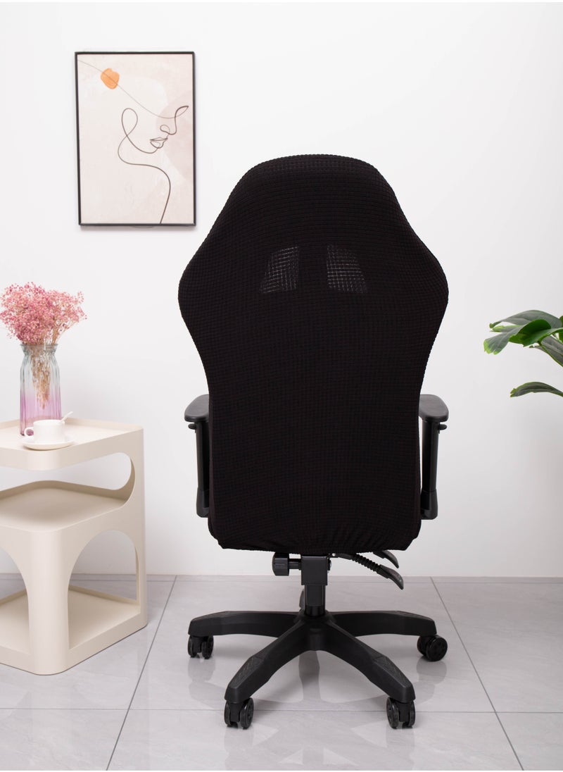 Generic Gaming Chair Covers Slipcovers with Armrest Covers,Stretch Game Computer Office Desk Chair Cover Protector,Soft Polyester Fabric,Rotating Armchair Covers,Without Chair,Black  - Image 5