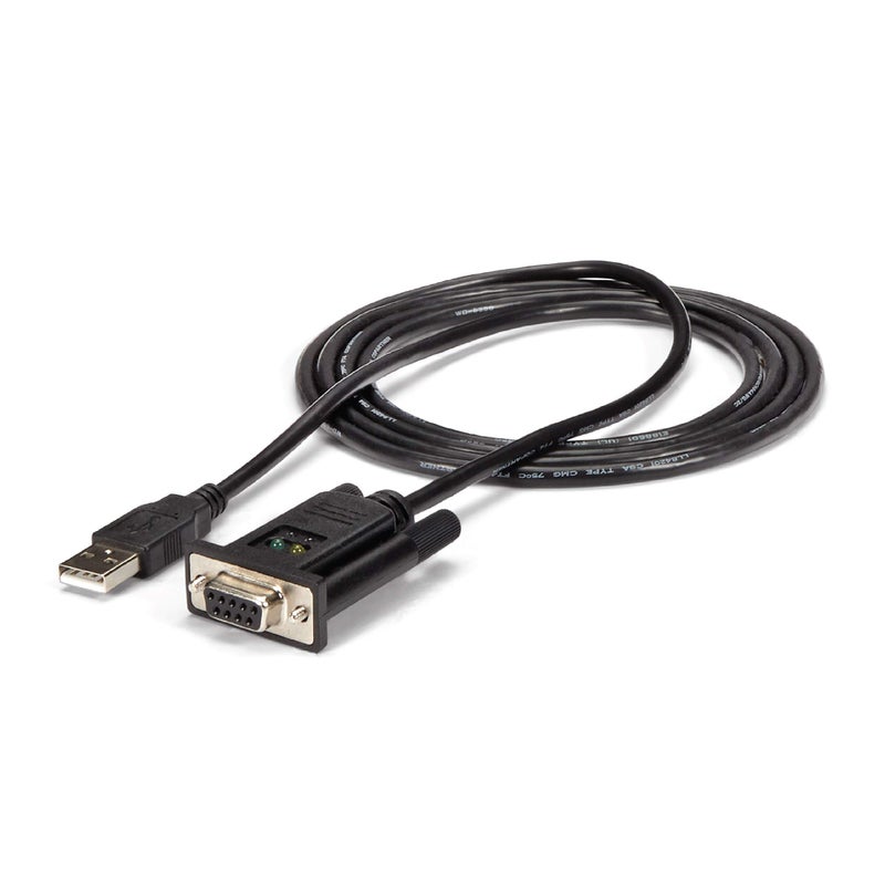 StarTech.com 6ft (1.8m) 1-Port USB to Serial RS232 Adapter, FTDI DB9 Serial DCE Adapter Cable, Null Modem, USB 2.0 - TAA - Image 1