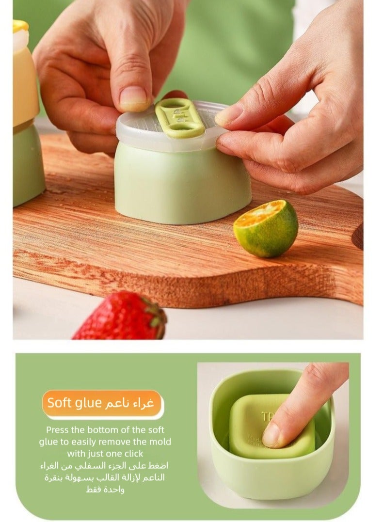 أونليماي فقط 9 قطع قوالب ثلج سيليكون قابلة لإعادة الاستخدام - مجموعة ثنائية الاستخدام (أصفر، أخضر، وردي) مع غطاء - قالب ثلج سيليكون لصنع مكعبات الثلج وكرات الثلج وصنع الآيس كريم - Image 2