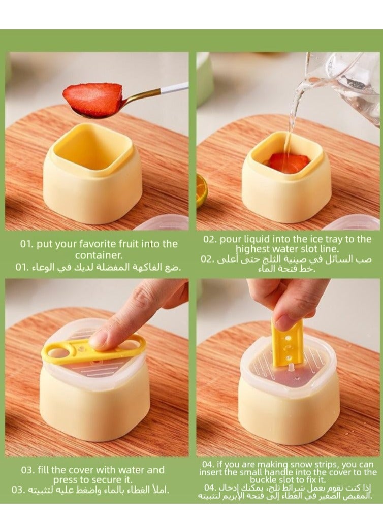 أونليماي فقط 9 قطع قوالب ثلج سيليكون قابلة لإعادة الاستخدام - مجموعة ثنائية الاستخدام (أصفر، أخضر، وردي) مع غطاء - قالب ثلج سيليكون لصنع مكعبات الثلج وكرات الثلج وصنع الآيس كريم - Image 3