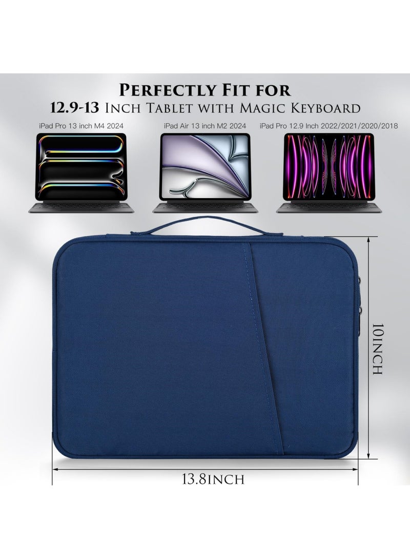روك بو حقيبة حافظة للأجهزة اللوحية مقاس 12.9 بوصة و13 بوصة متوافقة مع iPad Air 13 بوصة (M3/M2) 2025/2024 وiPad Pro 13 بوصة M4 2024 وS10+ 12.4 بوصة 2024/iPad Pro 12.9 M2 2022/2021/2020 وSurface Laptop Go 12.4 بوصة وGalaxy Tab S7+S8+/S9+/S9FE+ 12.4 بوصة 2022/2023 مع لوحة مفاتيح سحرية/حقيبة حمل لوحة مفاتيح ذكية - Image 2