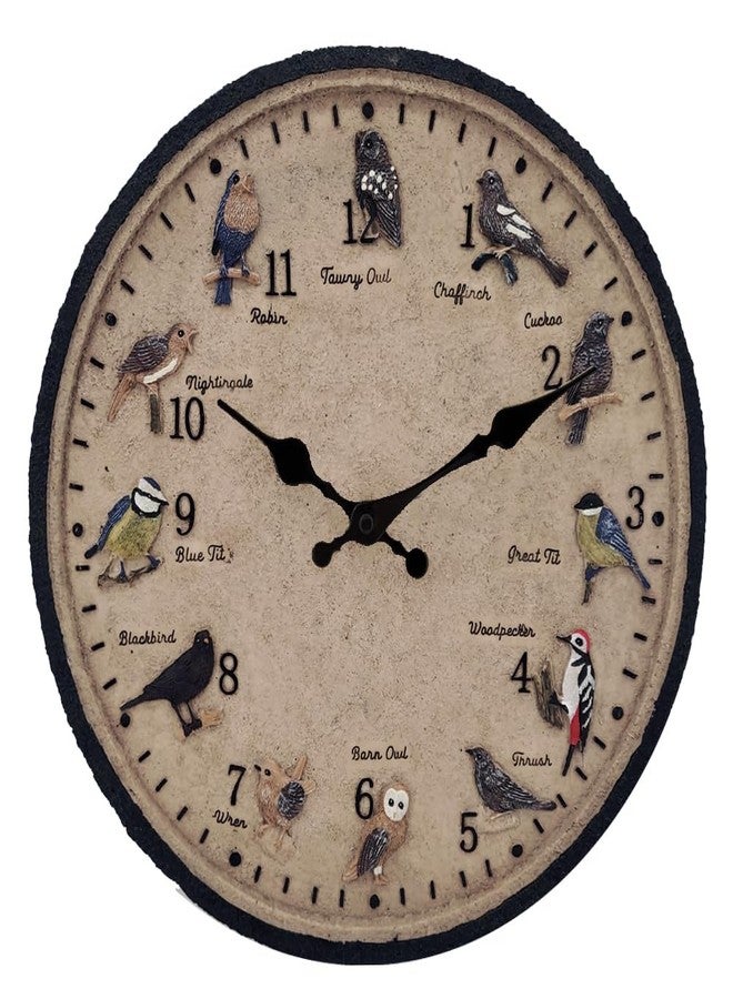 YTAONS Outdoor Wall Clock for Garden, Patio and Deck, Decorative Birds Wall Clock, 12in Garden Clock Waterproof Clocks -Not Silent (12 Birds) - Image 1