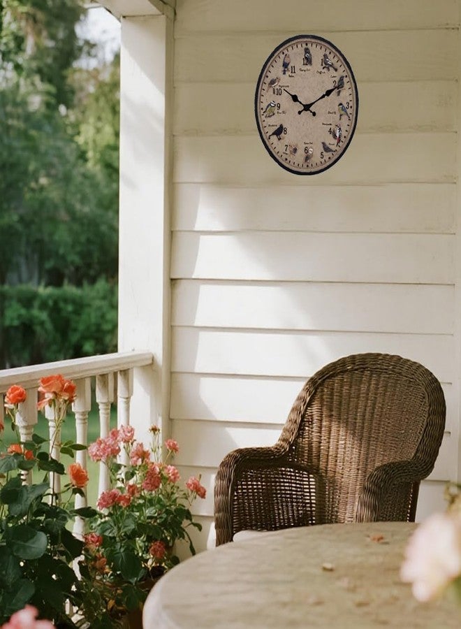 YTAONS Outdoor Wall Clock for Garden, Patio and Deck, Decorative Birds Wall Clock, 12in Garden Clock Waterproof Clocks -Not Silent (12 Birds) - Image 3