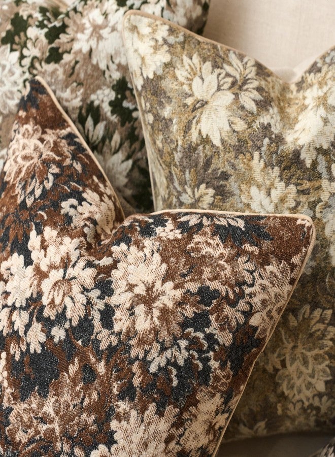 Yangest Neutral Floral Pillow Cover 12 x 20 Inches, Vintage Chenille Rectangle Throw Pillow Cover Soft Decorative Farmhouse Accent Couch Pillow Cover for Living Room Bedroom, Coffee Brown - Image 4