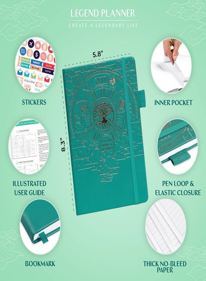 Legend Planner مخطط ميزانية ليجند - دفتر تنظيم مالي. دفتر يوميات لتتبع حسابات الأموال والمصروفات، مناسب للميزانية الشهرية للأسرة (فيريديان) - Image 2