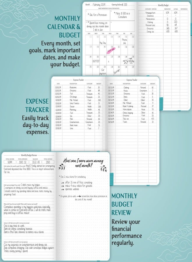 Legend Planner مخطط ميزانية ليجند - دفتر تنظيم مالي. دفتر يوميات لتتبع حسابات الأموال والمصروفات، مناسب للميزانية الشهرية للأسرة (فيريديان) - Image 4
