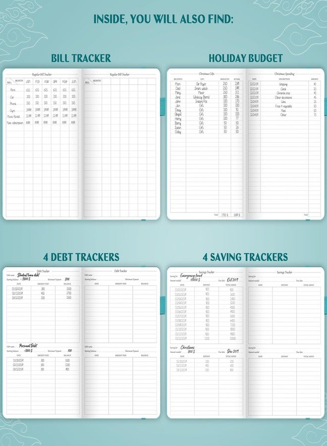 Legend Planner مخطط ميزانية ليجند - دفتر تنظيم مالي. دفتر يوميات لتتبع حسابات الأموال والمصروفات، مناسب للميزانية الشهرية للأسرة (فيريديان) - Image 5