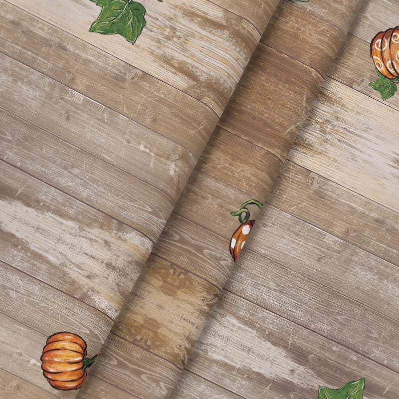 Horaldaily Fall Tablecloth 7070 Inch Round Thanksgiving Autumn Harvest Orange Wood Plank Grain Pot Pumpkin Table Cover for Party Picnic Dinner Decor - Image 5