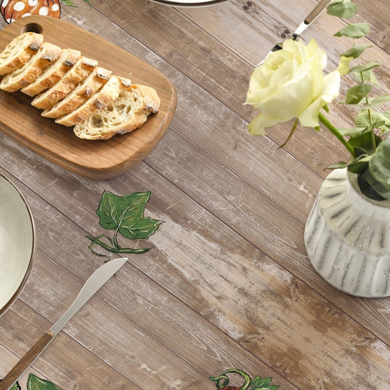 Horaldaily Fall Tablecloth 7070 Inch Round Thanksgiving Autumn Harvest Orange Wood Plank Grain Pot Pumpkin Table Cover for Party Picnic Dinner Decor - Image 4