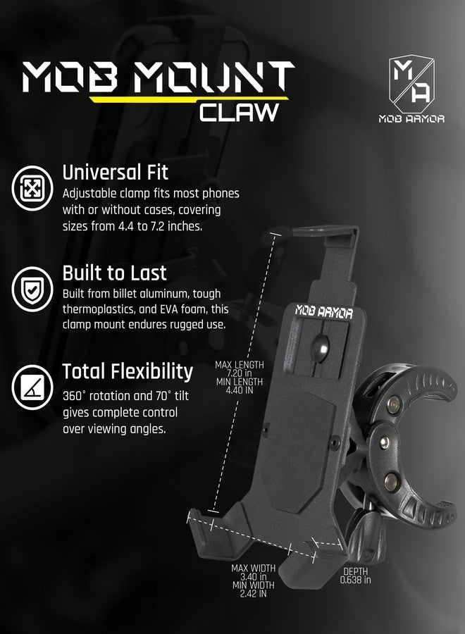 Mob Armor Mob Mount Claw with 360° Rotation - Universal Phone Mounting Clamp for Motorcycle, Jeep, Dirt Bike, Car, ATV, Boat, Truck, Emergency Vehicle - Large, Black - Image 3