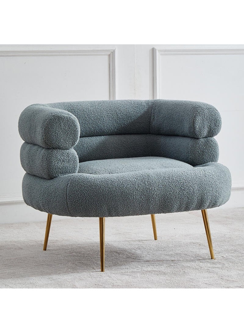 Karnak Gary Barrel 1 Seater Fabric Sofa – Blue Grey - Image 1