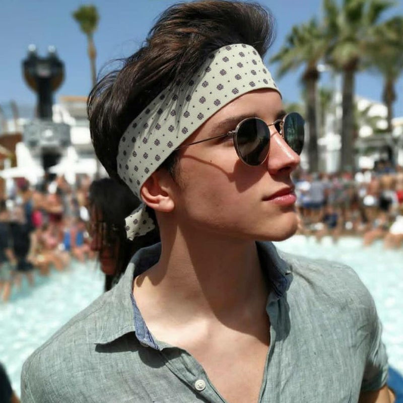 THENEXTLOVE Soft Cotton Viscose Bandana 22''x22'' for Women and Men Multi-purpose Headband Hair Scarf Handkerchief as Gifts(C4-Olive+Beige+Blue) - Image 3
