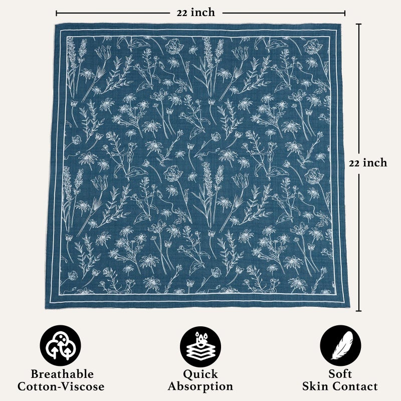 THENEXTLOVE Soft Cotton Viscose Bandana 22''x22'' for Women and Men Multi-purpose Headband Hair Scarf Handkerchief as Gifts(C4-Olive+Beige+Blue) - Image 2