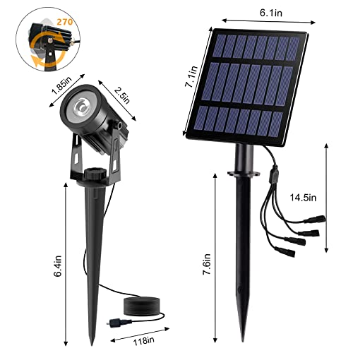 T-SUN Solar Spotlights, 4-in-1 Solar Landscape Spot Lights Outdoor Waterproof Auto ON/Off 5W Separate Solar Panel LED Lights, Solar Lights for Garden, Yard, Driveway, Pool Area(Warm White-3000K) - Image 5