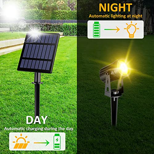 T-SUN Solar Spotlights, 4-in-1 Solar Landscape Spot Lights Outdoor Waterproof Auto ON/Off 5W Separate Solar Panel LED Lights, Solar Lights for Garden, Yard, Driveway, Pool Area(Warm White-3000K) - Image 3