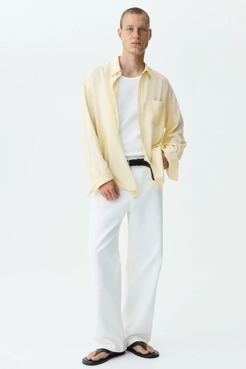 H&M  Relaxed Fit Linen-blend shirt for Men | Best Price UAE