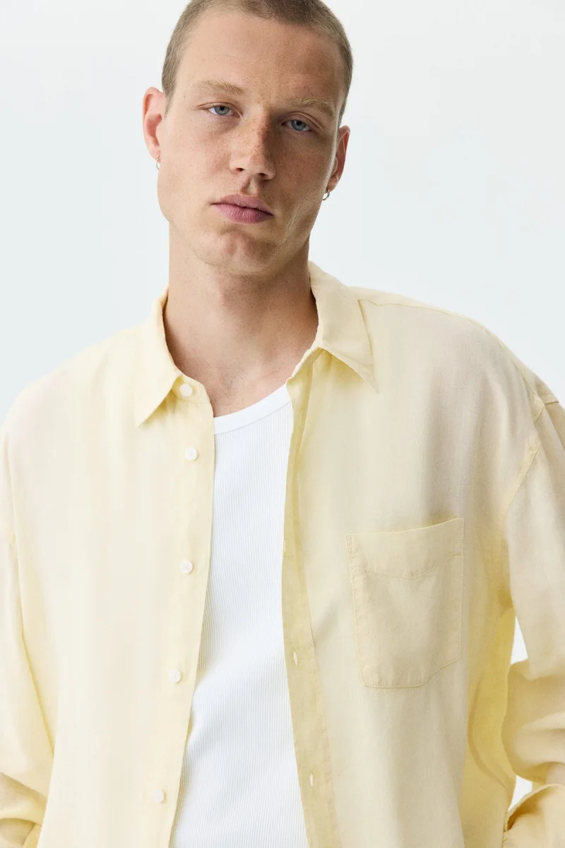 H&M  Relaxed Fit Linen-blend shirt for Men | Best Price UAE