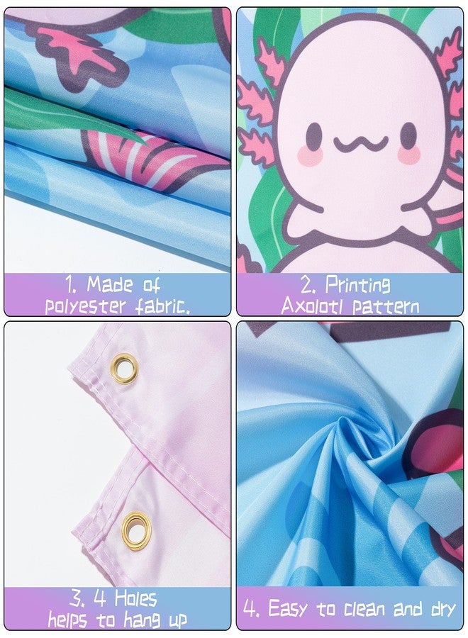 K1tpde XtraLarge Axolotl Birthday Party Backdrop Banner for Kids, Happy Birthday Backdrop for Girls, Cartoon Fun Animal Decor Photography Background, Axolotl Party Decoration Supplies - Image 3