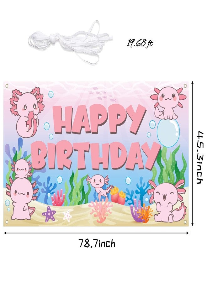 K1tpde XtraLarge Axolotl Birthday Party Backdrop Banner for Kids, Happy Birthday Backdrop for Girls, Cartoon Fun Animal Decor Photography Background, Axolotl Party Decoration Supplies - Image 2