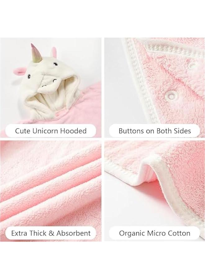 DURKU Unicorn Hooded Beach Towel Poncho for Kids 0 to 6 Years Boys Girls Bath Robe Swimsuit Cover UP for Beach Pool Bath Towel Wrap Newborn Shower Gifts (Pink) - Image 5