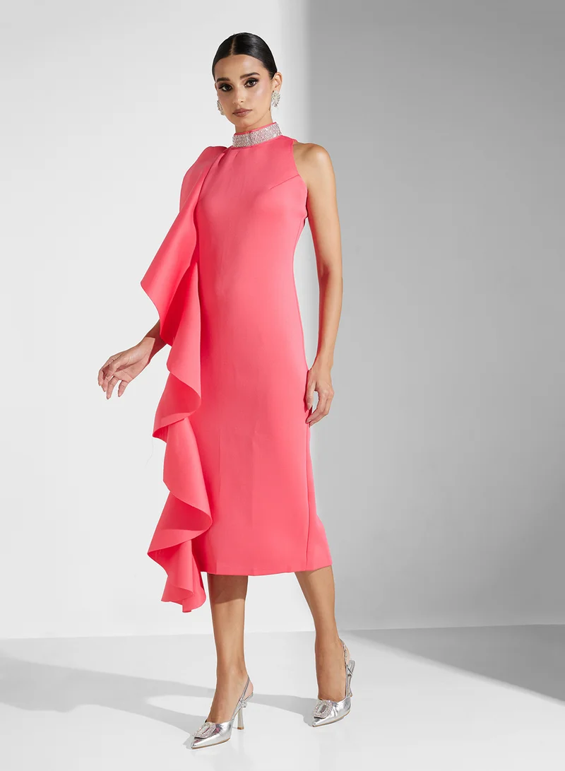 Golden Apple Ruffled One-Shoulder Dress