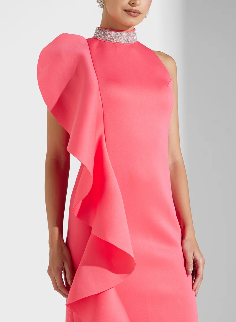 Golden Apple Ruffled One-Shoulder Dress
