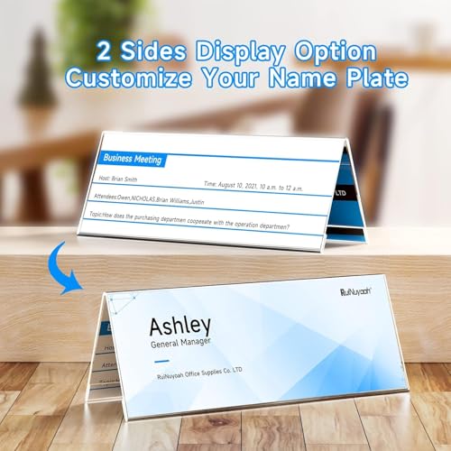 WeKonnect; Clear Acryic Name Stand | 2 Sided V-Shaped Desk Sign Name Plate Display Table Stand | For Office, Conference, Restaurants, Business Events, Exhibitions (12" Inches - Pack of 20) - Image 5