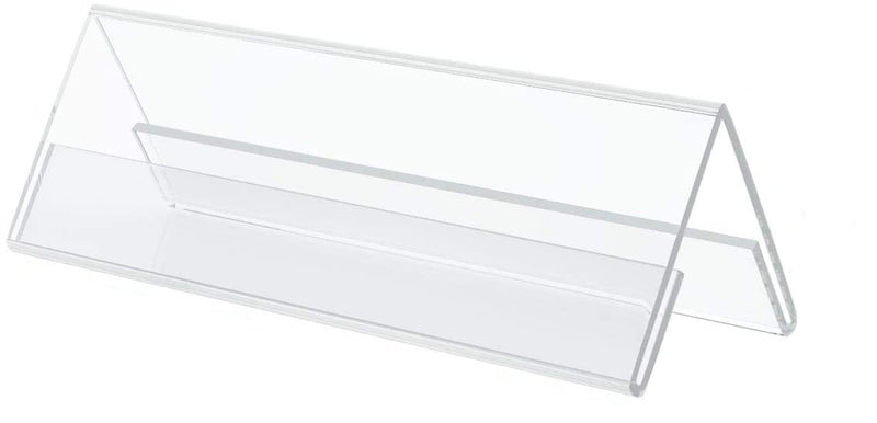 WeKonnect; Clear Acryic Name Stand | 2 Sided V-Shaped Desk Sign Name Plate Display Table Stand | For Office, Conference, Restaurants, Business Events, Exhibitions (12" Inches - Pack of 20) - Image 4