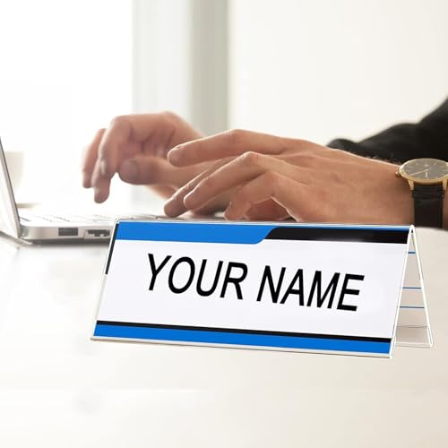 WeKonnect; Clear Acryic Name Stand | 2 Sided V-Shaped Desk Sign Name Plate Display Table Stand | For Office, Conference, Restaurants, Business Events, Exhibitions (12" Inches - Pack of 20) - Image 1