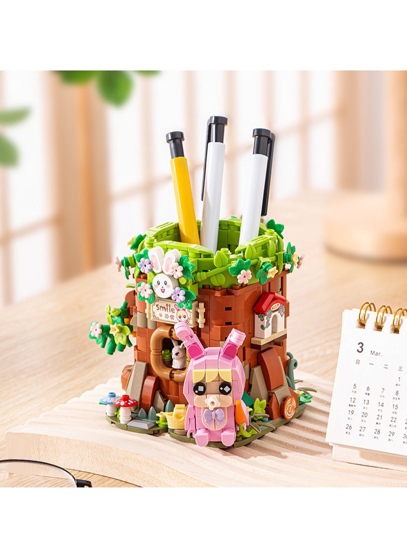 Pen Holder Storage Model Set Building Blocks Creative Diy Assembly Simulation Building Assembly Toys Children Adult Home Decoration (Tree House)  - Image 2