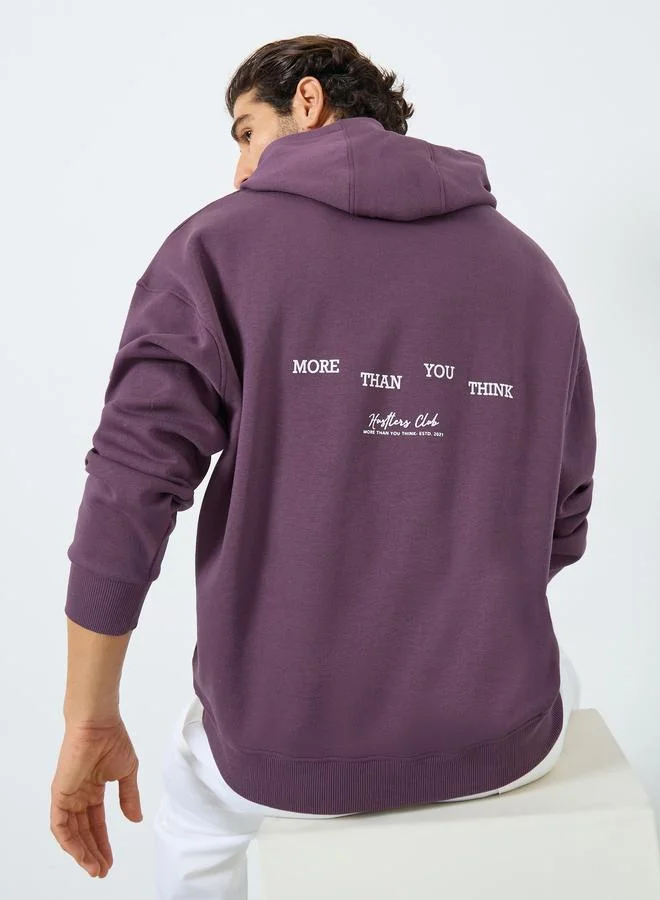 Purple Graphic Print Oversized Hoodie