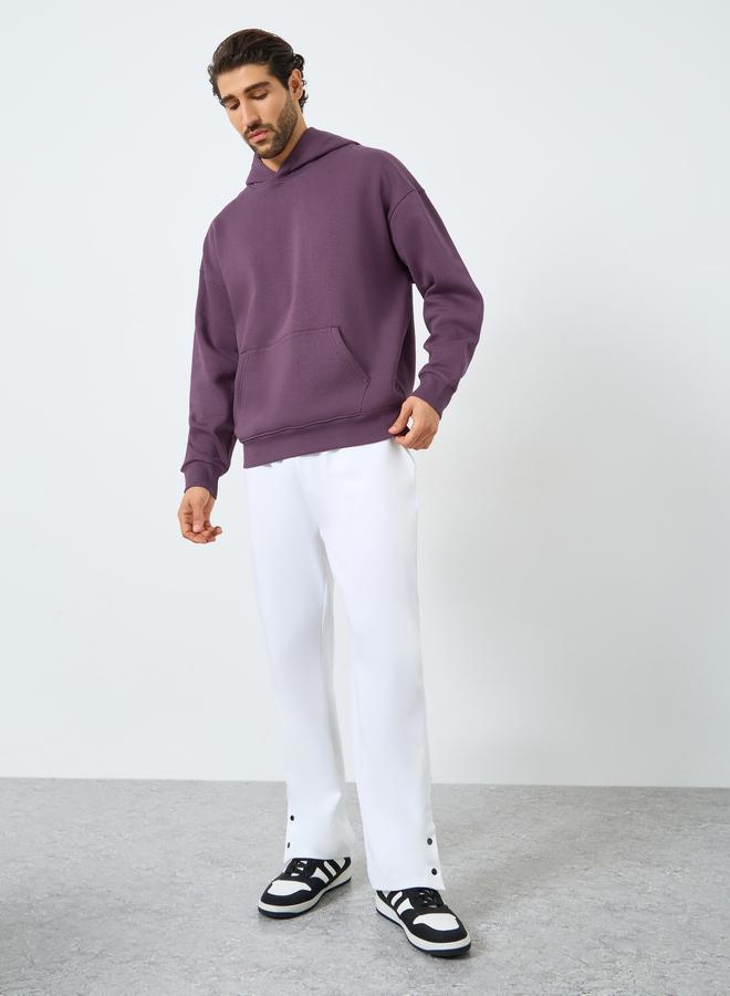 ستايلي هودي واسع بنفسجي بطبعة جرافيك - Image 2