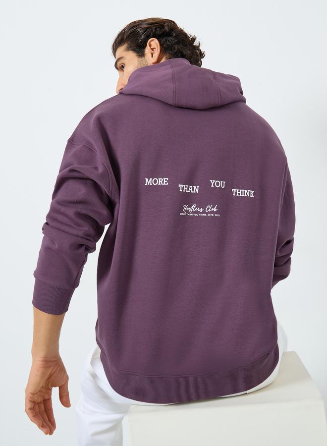 Styli Purple Graphic Print Oversized Hoodie - Image 4