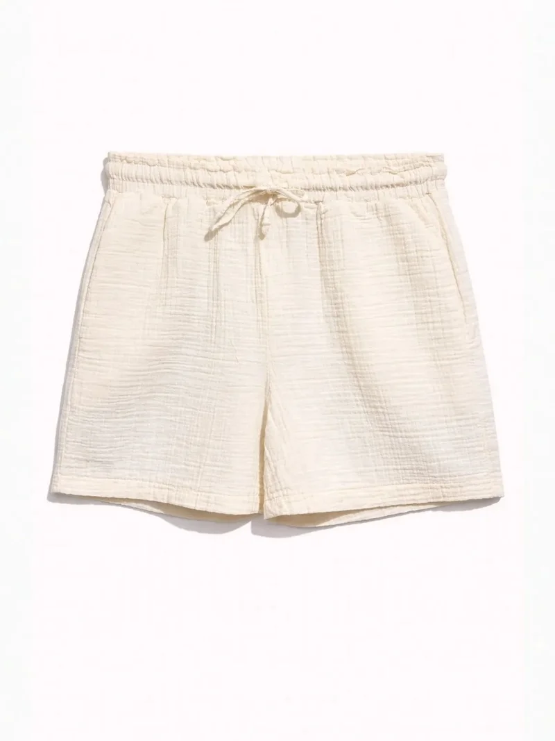 ميكسراي Mixray High-Waist Textured Wide-Leg Shorts