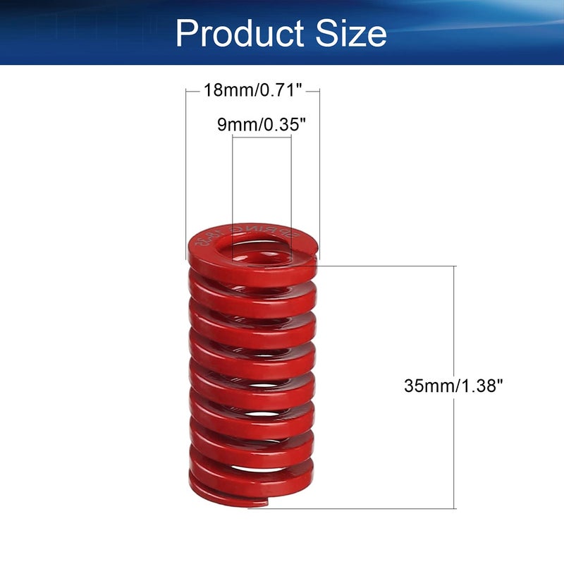 Metal Spring，Springs Compression Spring, 18mm OD 9mm ID 35mm Long Spiral Stamping Middle Load Compression Mould Die Spring, for Mechanical Equipment 3D Printer Accessories Red Tone 1pcs - Image 2