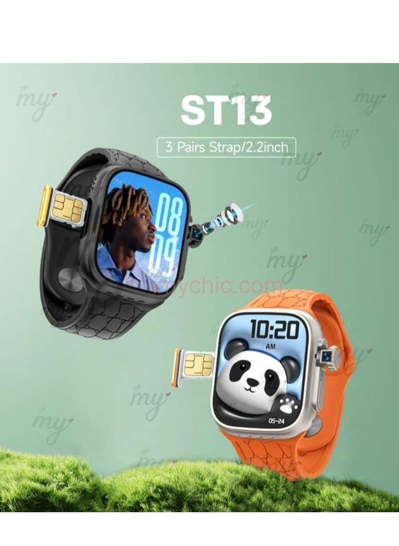 modio ST13 Smart Watch with 2.2 Inch Full Screen Display, 4G SIM Card, Android, Camera, Google Play, Handheld Phone, 3 Pairs of Straps, Wireless Charger for Women and Men by Modio  - Image 2