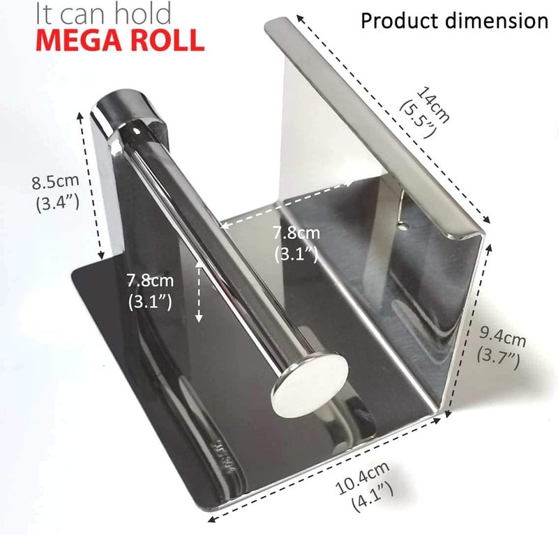 KURIC Stainless Steel Toilet Paper Holder with Mobile Phone Storage Shelf, Toilet Roll Napkin Holder, Toilet Tissue Paper Holder with Mobile Stand- Bathroom Accessories, Chrome- Pack of 2 - Image 5