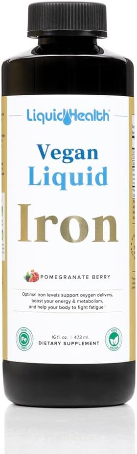LIQUIDHEALTH مكمل الحديد السائل النباتي من ليكود هيلث مع حديد فيروتشيل وسن أكتيف  طاقة طبيعية دعم المناعة دعم الأيض زيادة الوضوح العقلي  قبل وبعد الولادة  مصنوع في الولايات المتحدة  غير معدل وراثيًا  16 أونصة - Image 1