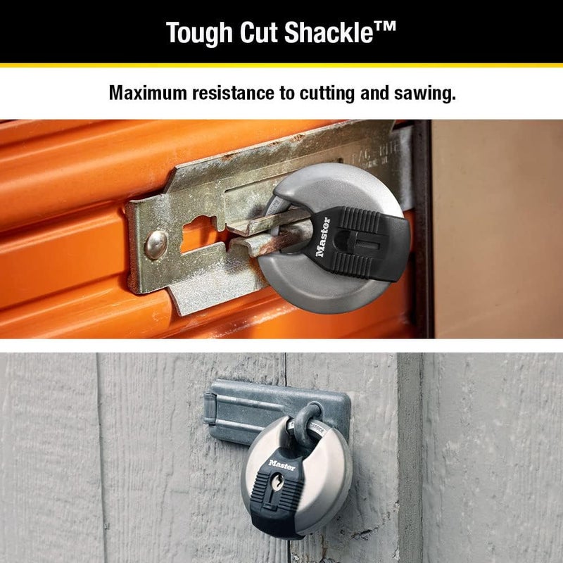MasterLock قفل ديسكوس ماغنوم M50XD من الفولاذ المقاوم للصدأ مع مفتاح، فضي (عبوة من 6) - Image 2