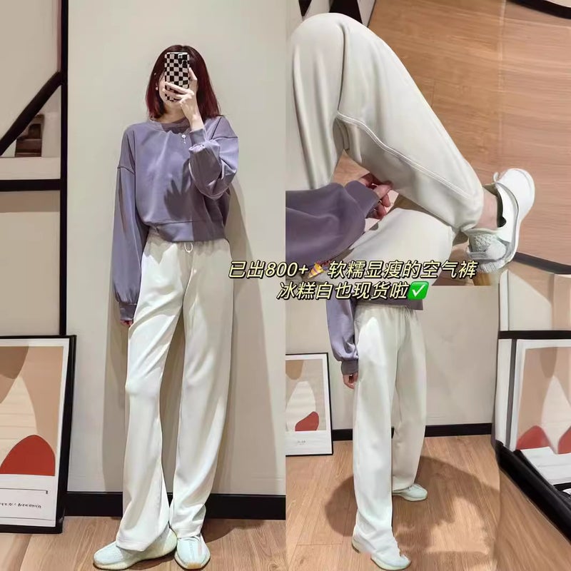Lulu Same Yoga Wide Leg Pants SoftstremI Pants Sports Casual Pants Womens Loose Straight Leg Length Charcoal Black  - Image 4
