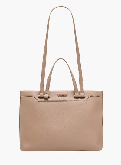 Flora Bella By Shoexpress Solid Tote Bag with Double Handle and Zip Closure