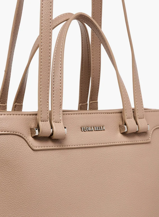 Flora Bella By Shoexpress Solid Tote Bag with Double Handle and Zip Closure