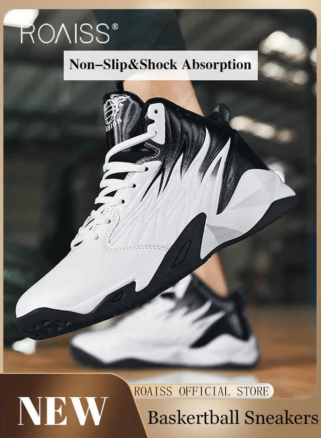 رويس أحذية كرة السلة للرجال برباط منخفض، أحذية رياضية ممتصة للصدمات ومريحة، أحذية جري بنعل ناعم مسامي غير قابلة للانزلاق، مقاومة للاهتراء، أحذية كاجوال بيضاء للمراهقين - Image 1
