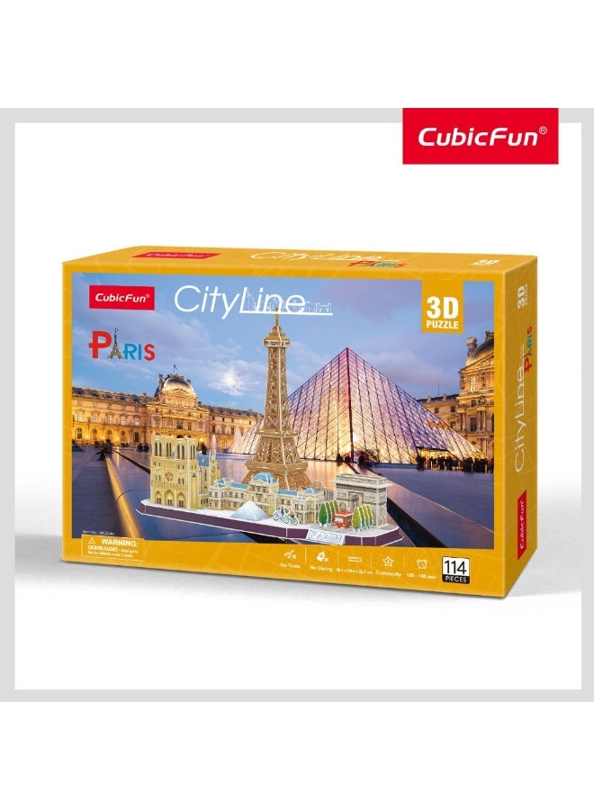 CubicFun Paris Skyline Building Model Puzzle Kit, 114 Pieces, MC254h - Image 1